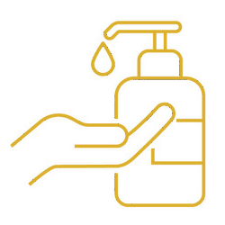 Icon Sanitärreinigung: Eine Hand unter einem Seifenspender