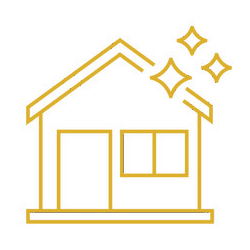 Icon für Praxisreinigung: Glänzendes Haus steht für Praxisräume