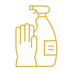 Icon Unterhaltsreinigung Hamburg: Sanitärbereichsreinigung mit Reinigungsmittel und Handschuh