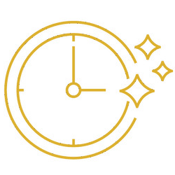 Icon Bodenreinigung: Glänzende Uhr mit Sternen